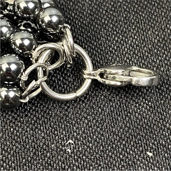 Hanmdade Bracelet Red Blue Enamel Hematite Beads Lapis Lazuli Stone 7" to 8" - Picture 7 of 14